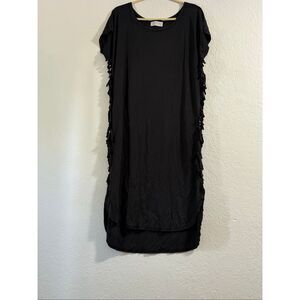 It's Too Cool for School Women Black Casual Dress L Fringe goth